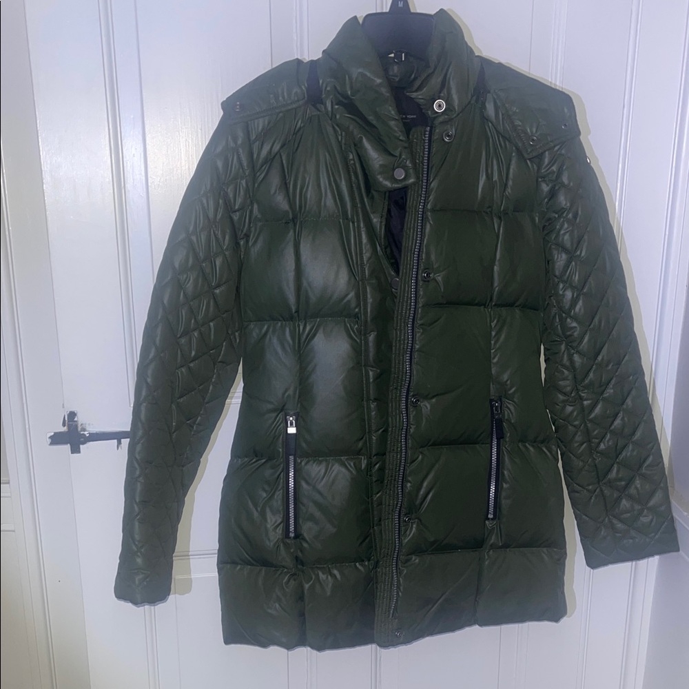Andrew Marc Dark Green Quilted Puffer Jacket